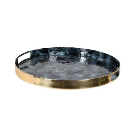 Luxurious golden and blue metallic tray