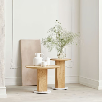 Root Side Table - White Pigmented Oiled Oak - Ø60 cm