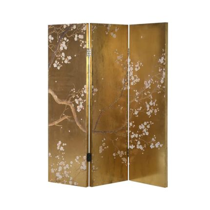 A stylish Japanese-inspired dressing screen in a golden finish 