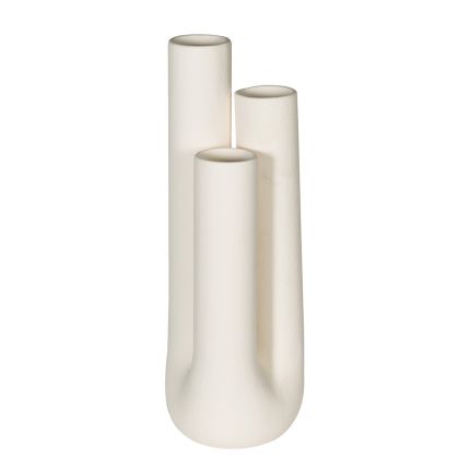 Illustrious three stem ceramic vase in cream finish