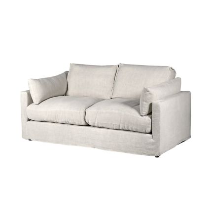 A luxurious natural linen upholstered 2.5 seater sofa