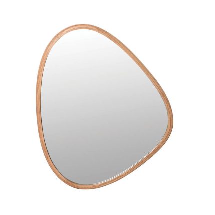 wall mirror with natural oak frame and teardrop shape