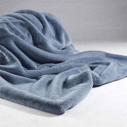 Soft Blue Faux Fur Throw - Standard 