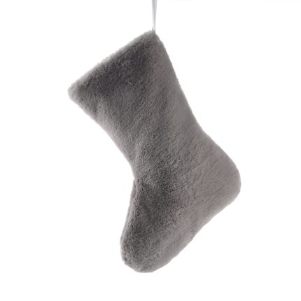 Soft Grey Faux Fur Stocking