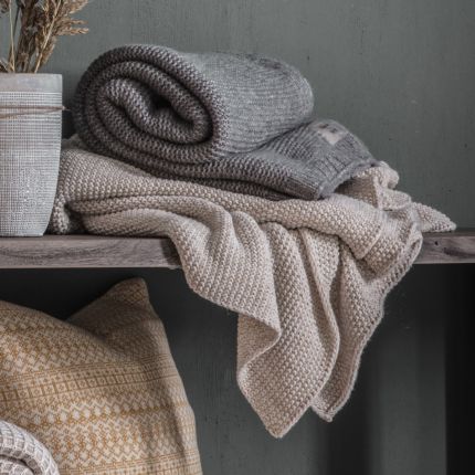 Claria Knitted Throw - Grey
