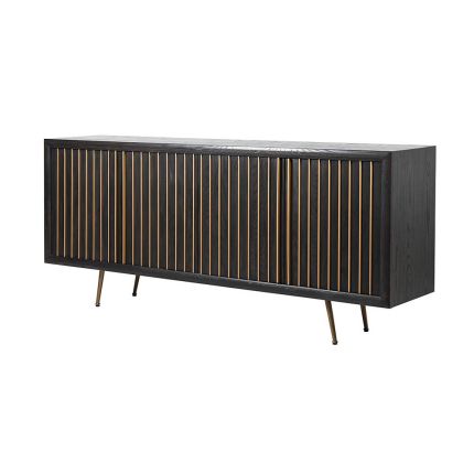 retrochic sideboard crafted from pine and oak and supported by four delicate metal legs
