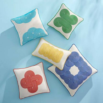 Pompidou Half Circles Pillow - Aqua
