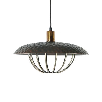Glamorous, industrial-inspired lamp with hammered effect and brass details
