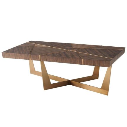 Gorgeous geometric coffee table with brass inlay