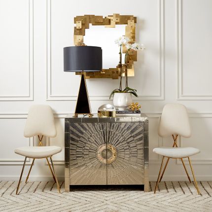 A glamorous nickel cabinet by Jonathan Adler 