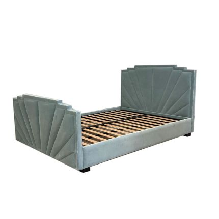 Fabulous blue velvet bed with art deco inspired design
