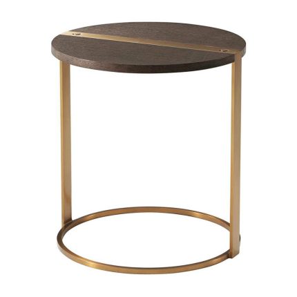 elegant round side table with brass frame