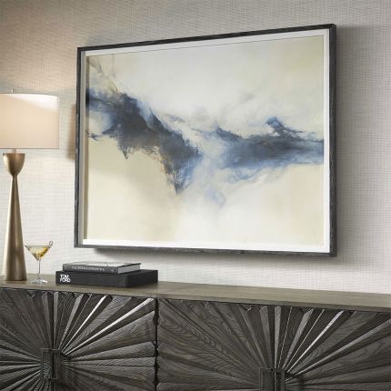 Modern abstract piece with gold and blue contrast