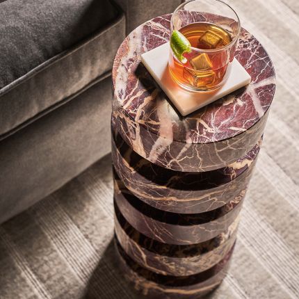 Cherry Gold Marble Accent Table