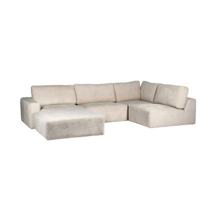 A luxuriously versatile sectional sofa consisting of five separate parts and finished with a white upholstery 