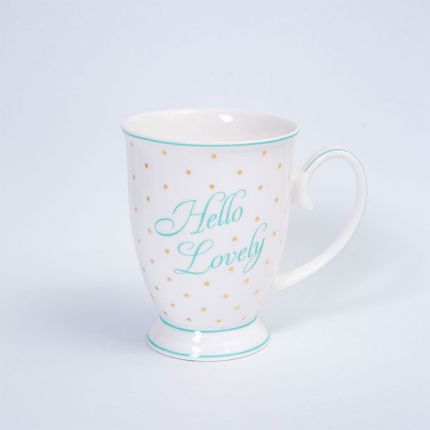 Hello Lovely Mug Gold Dots & Mint