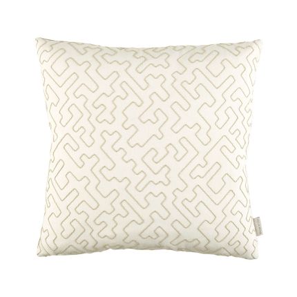 Decorative cream and brown embroidered cushion