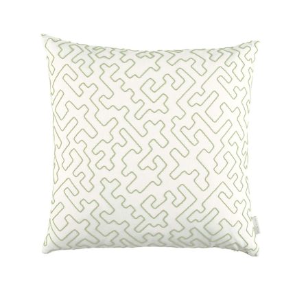 Decorative cream and green embroidered cushion