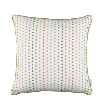 Multi-coloured cushion with dotted embroidery design