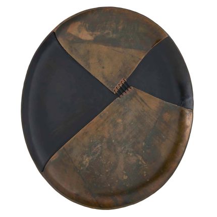 Two-toned brass and bronze circular wall plaque