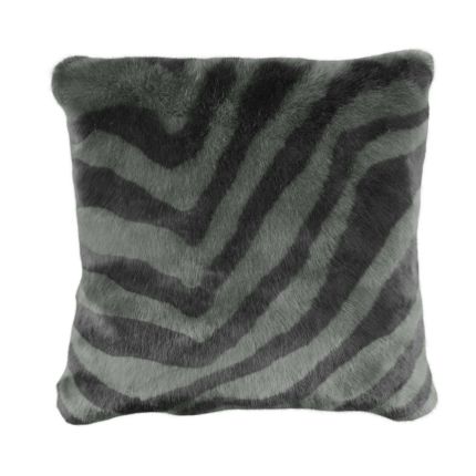Striking grey and black tiger print fur cushion