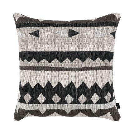 Tapestry woven cushion featuring a playful geometric design