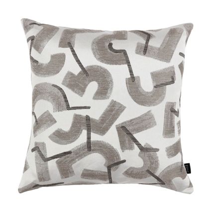 Cartoon geometric printed taupe cushion 