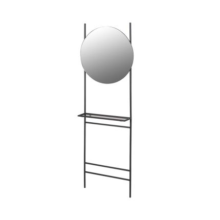 A contemporary multifunctional mirror and shelf unit 