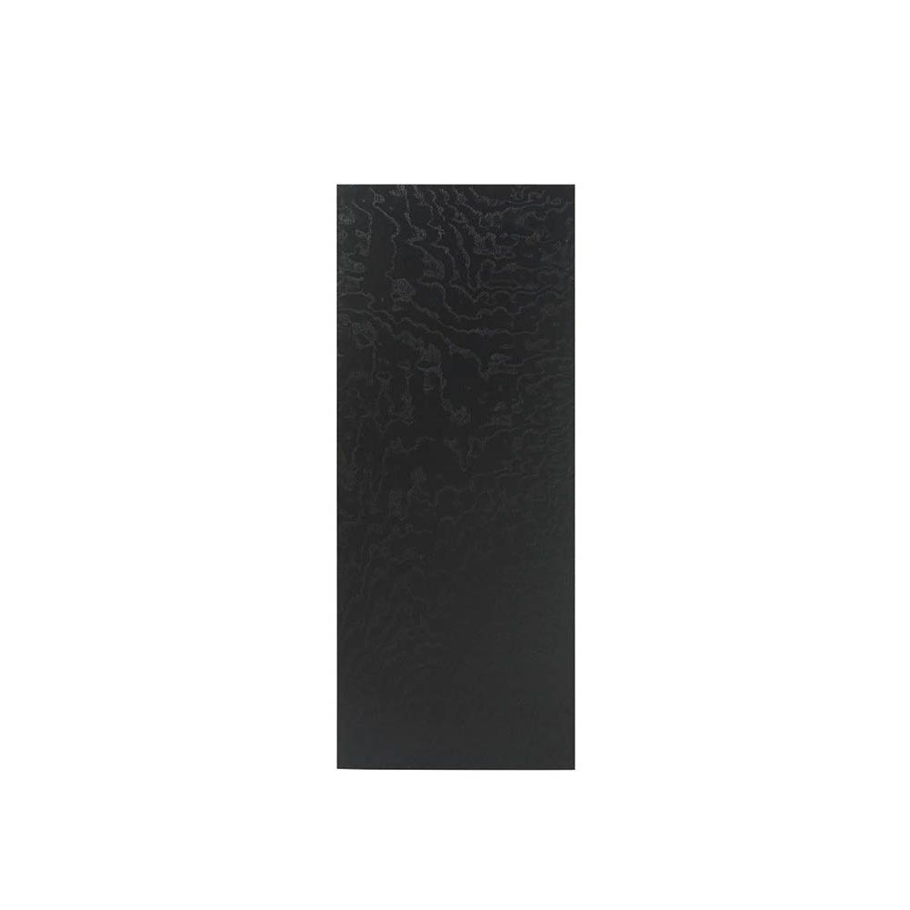 Black wood console table with clear acrylic pole detail