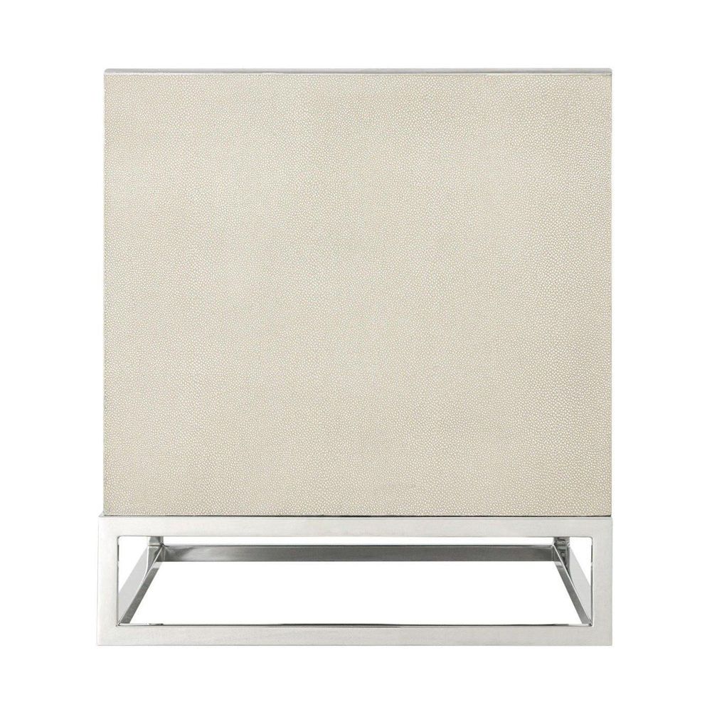 Luxurious cream coloured bedside table with two drawers and shagreen-effect finish