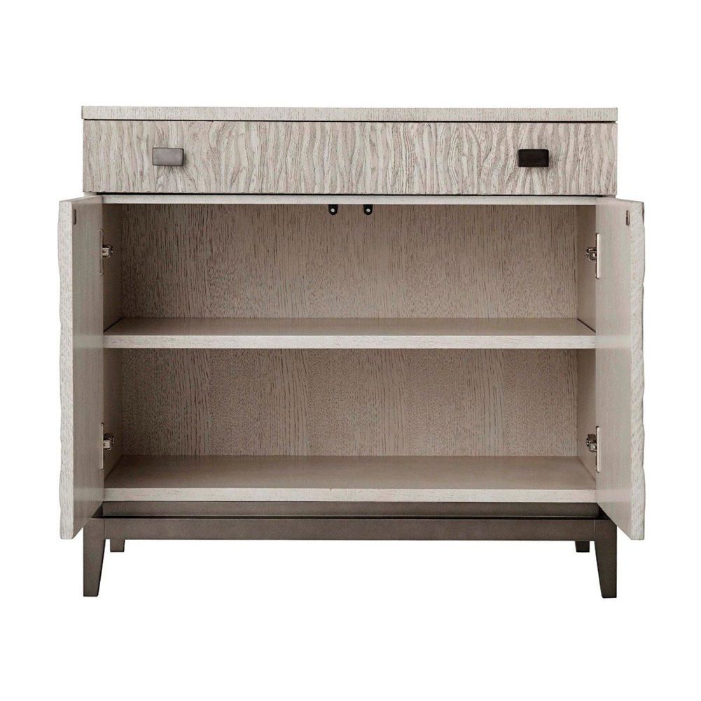 Wonderful wave effect night stand with shelf and drawer storage
