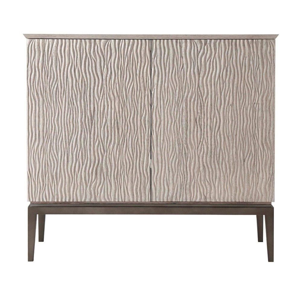 Charming cabinet with internal shelving and drawer with wave-effect doors
