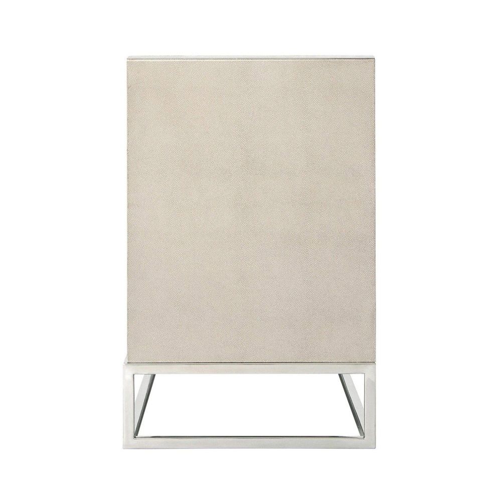 Elegant TV cabinet with shagreen finish and nickel accents