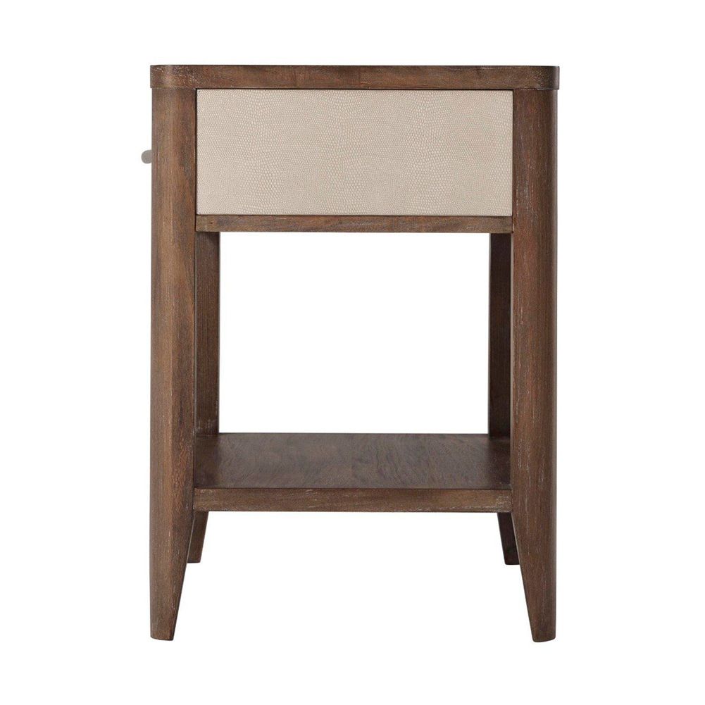 Luxurious wooden bedside table with cream drawer