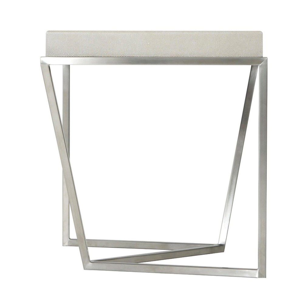 Shagreen effect tray table with silver geometric base