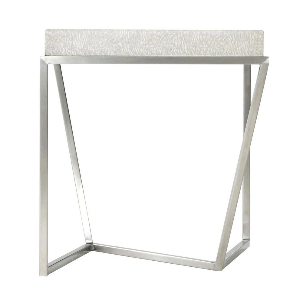 Shagreen effect tray table with silver geometric base