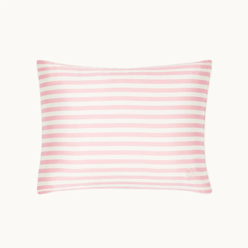 Striped Travel Pillow - Pink & Ivory