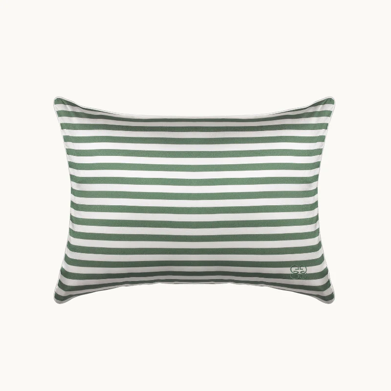 Striped Travel Pillow - Green & White