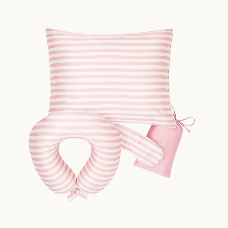 Striped Silk Laundry Bag - Pink & Ivory