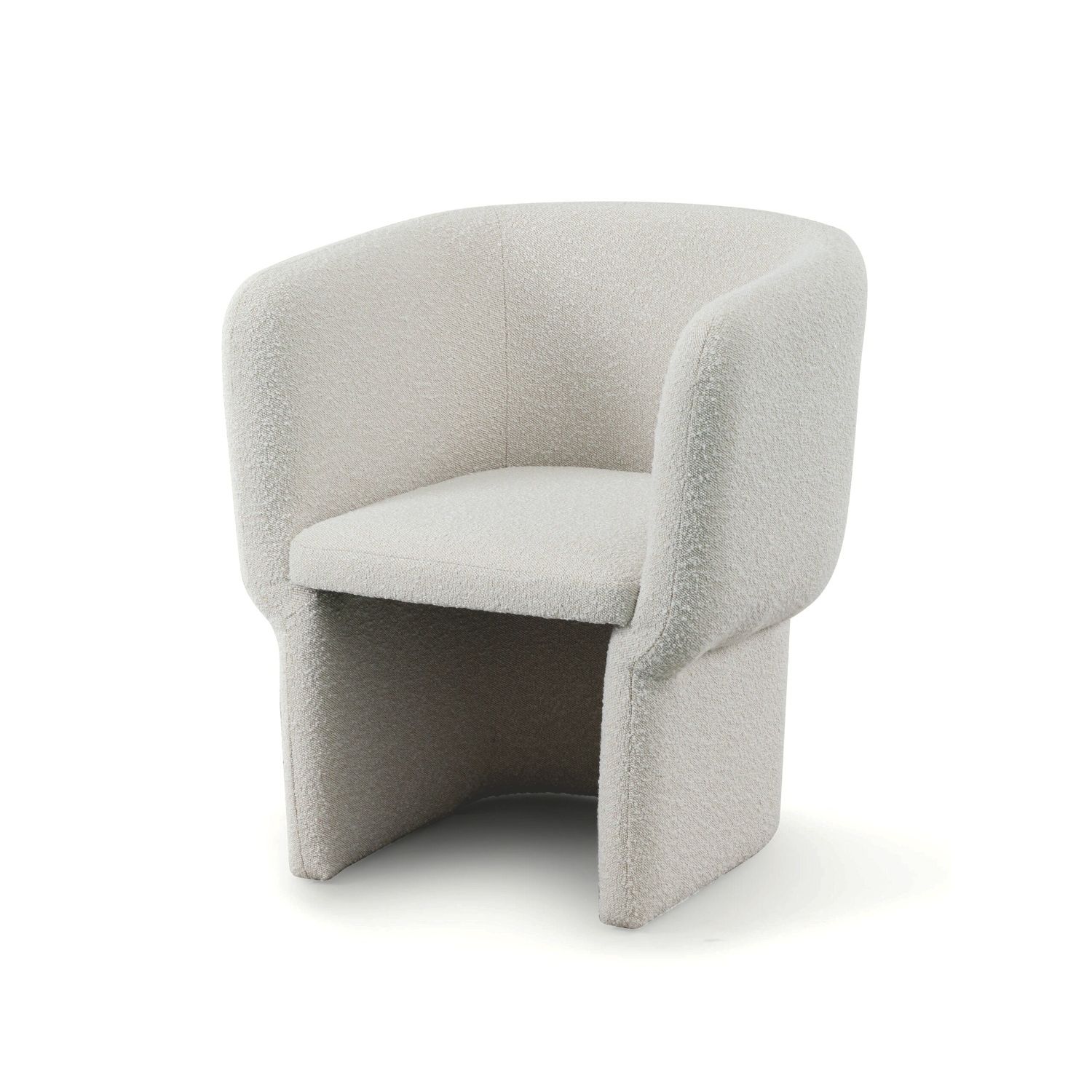 Boucle sand dining chair with cradling seat and back#