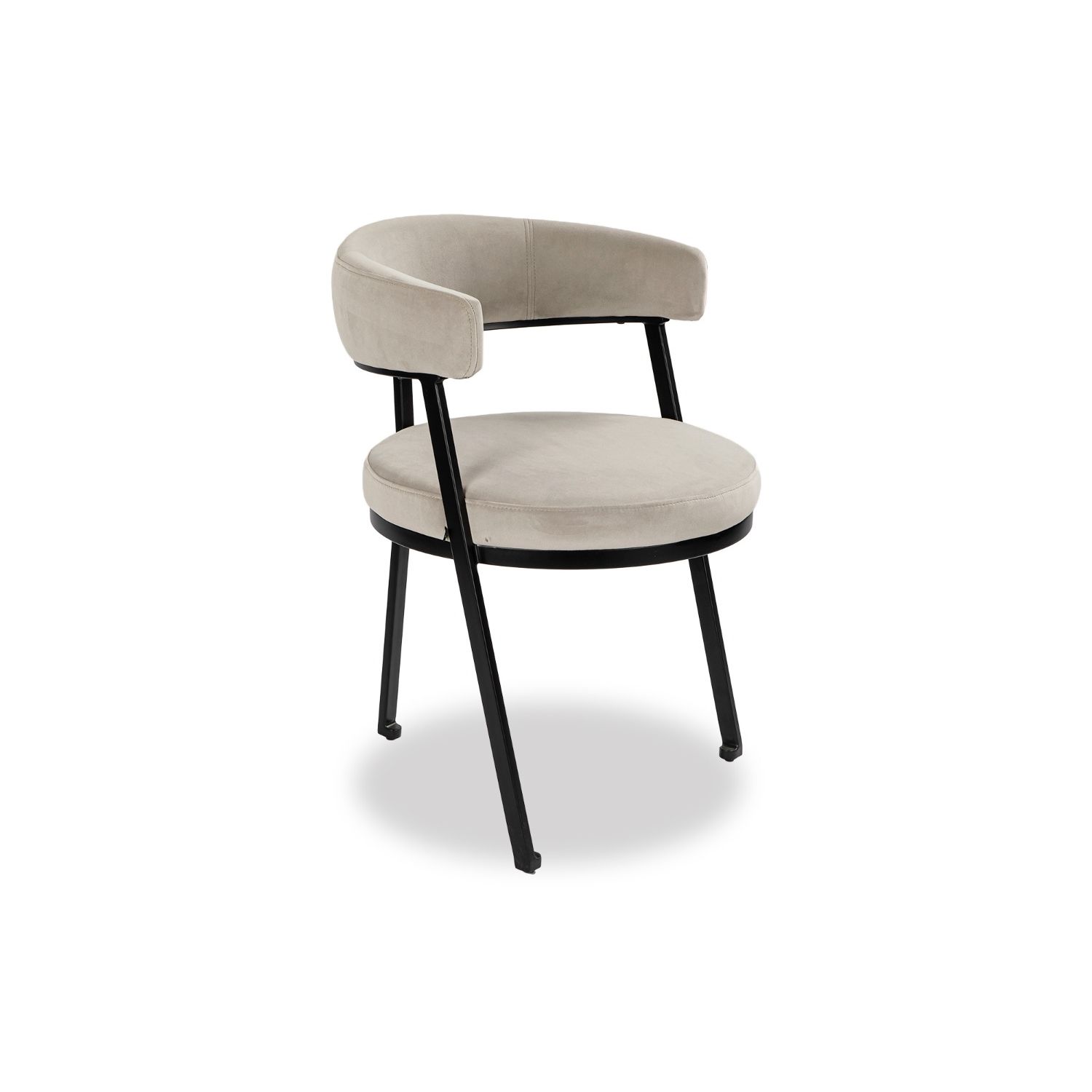 Minimal style dining chair in Kaster Light Grey with rounded seat and curved backrest