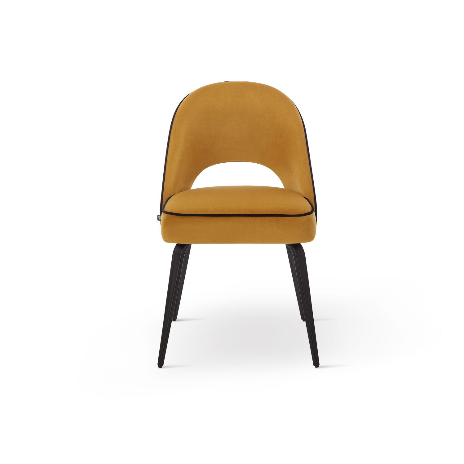 Yves Dining Chair (Crib 5) Set of 2 - Megan Mustard/Black Piping