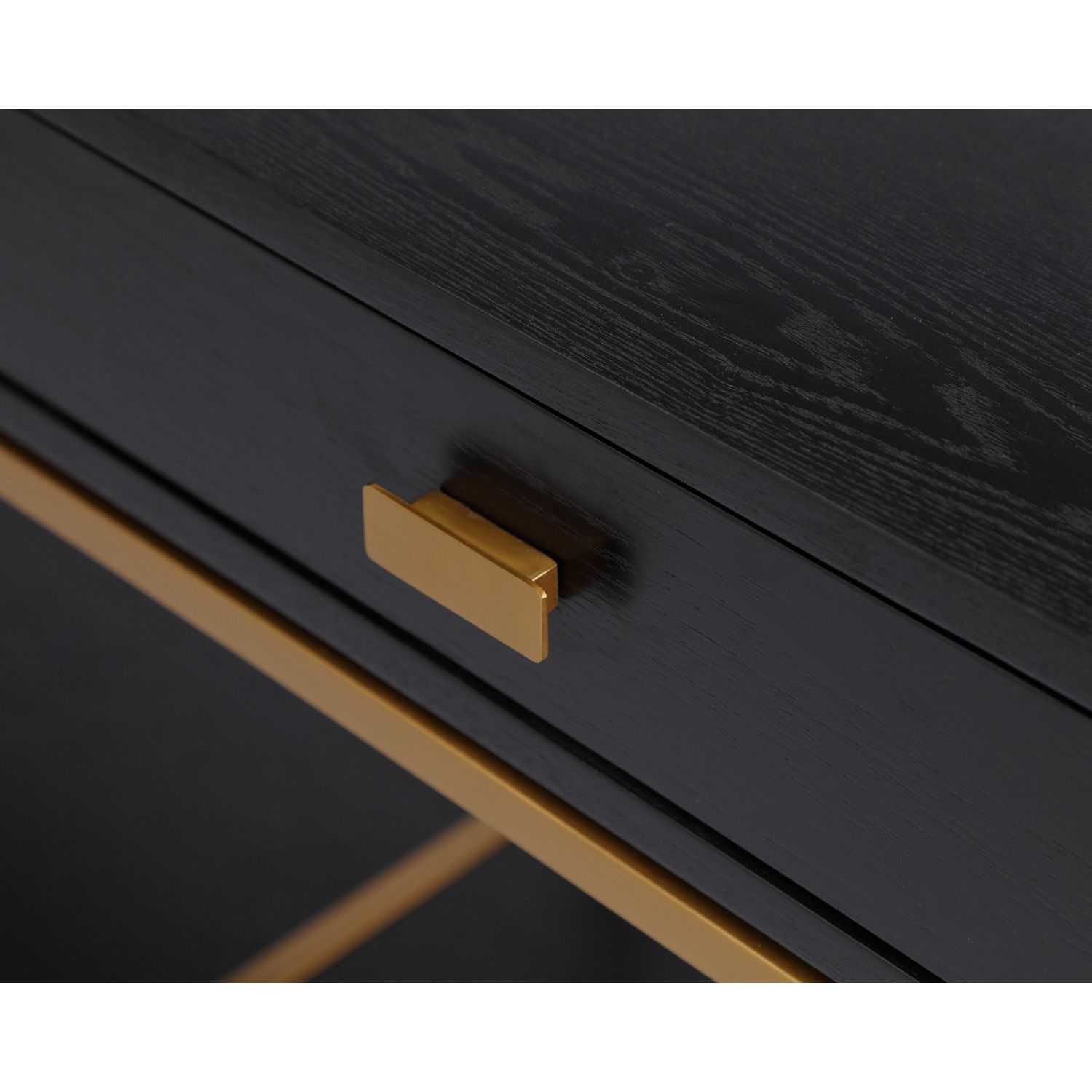 Stylish black wooden dressing table with brass legs