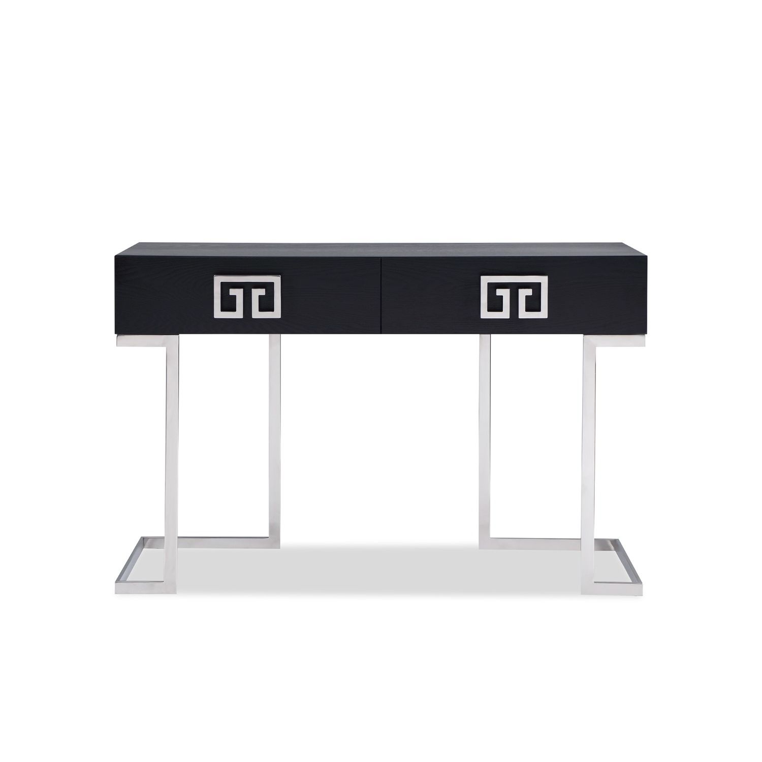 Elegant black ash veneer dressing table with stainless steel handles and frame