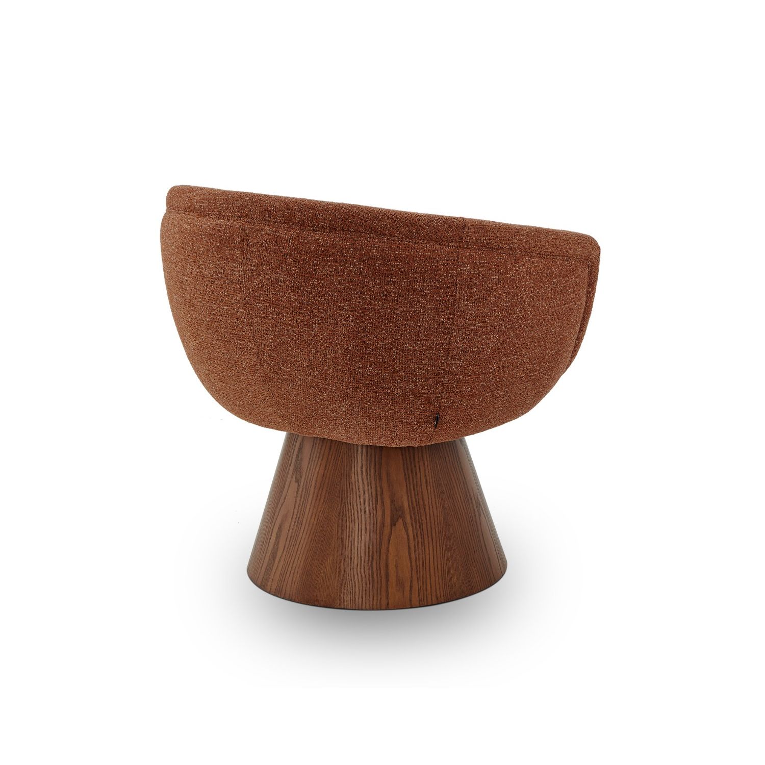 A captivating occasional chair with a red upholstery and cone base