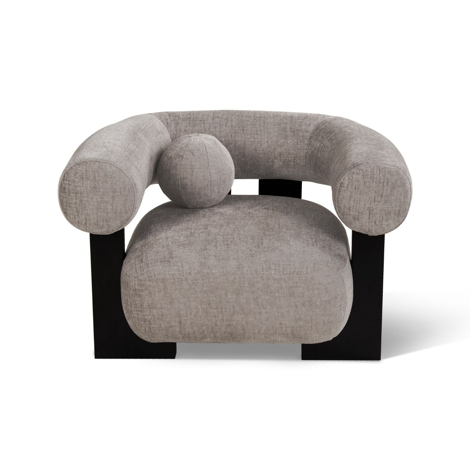 Chenille fabric upholstered chair with continuous curve