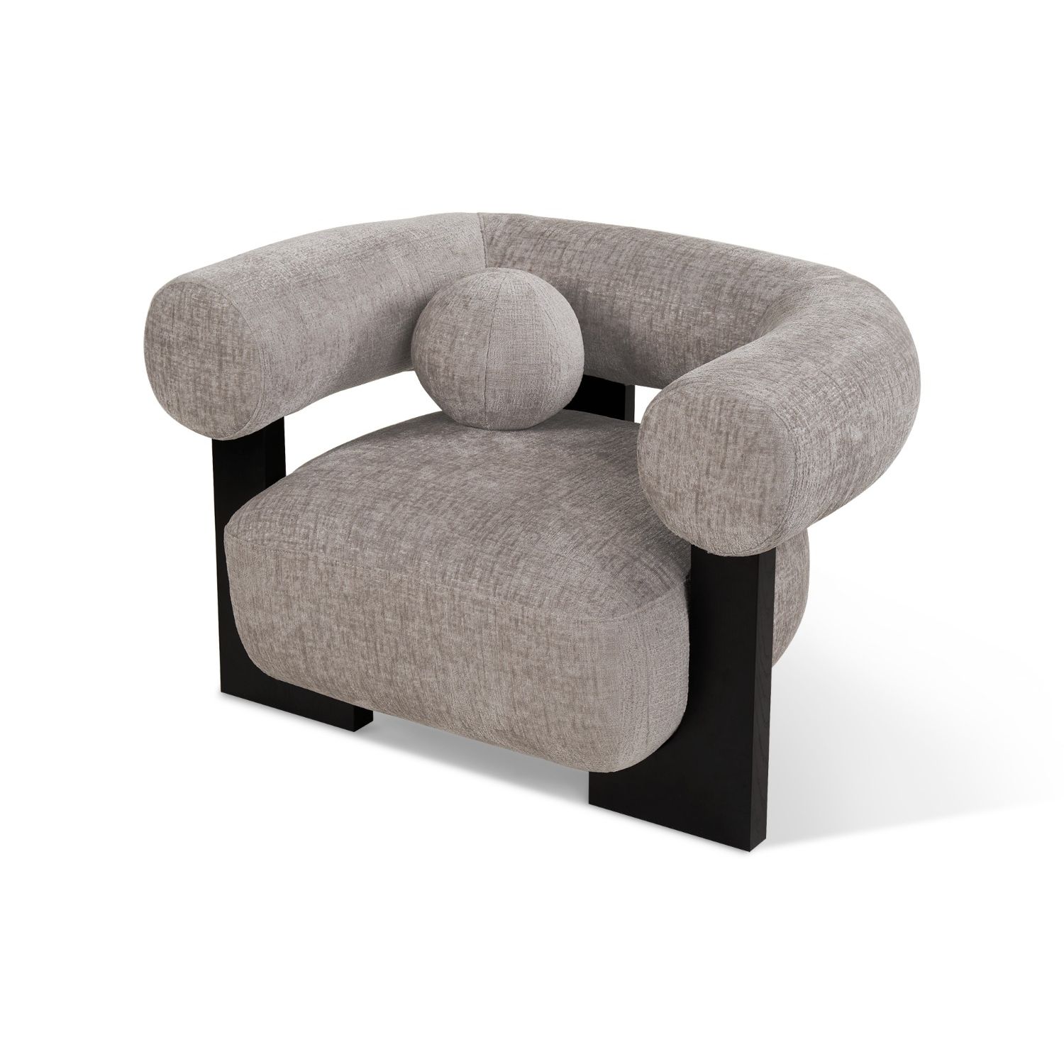 Chenille fabric upholstered chair with continuous curve