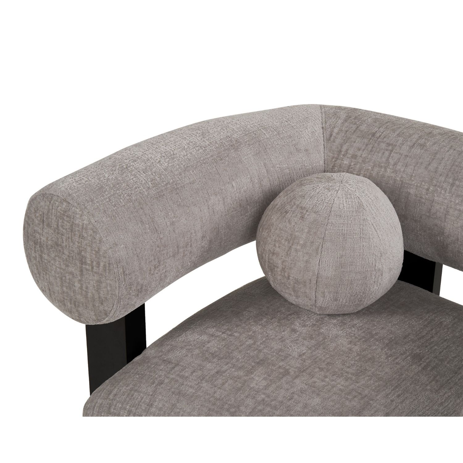 Chenille fabric upholstered chair with continuous curve