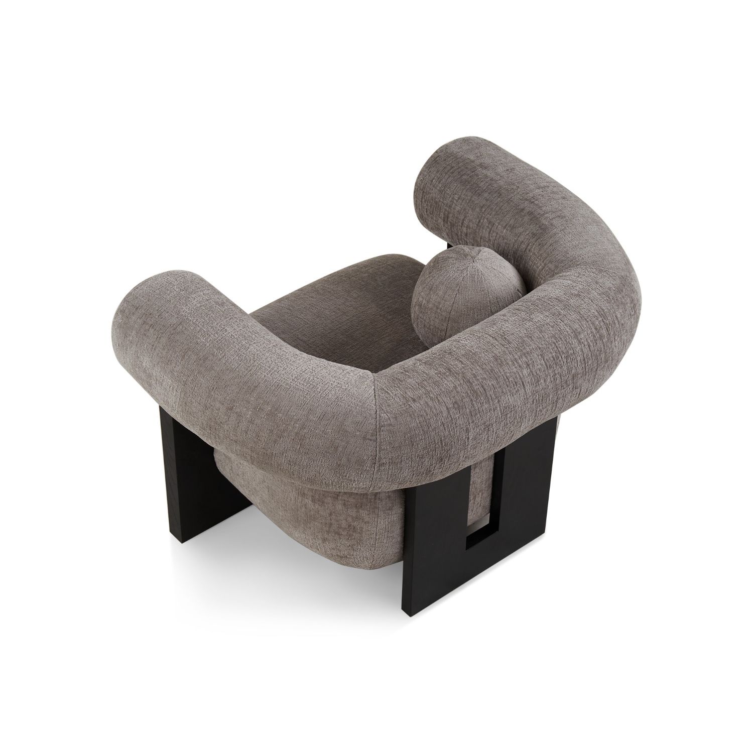 Chenille fabric upholstered chair with continuous curve