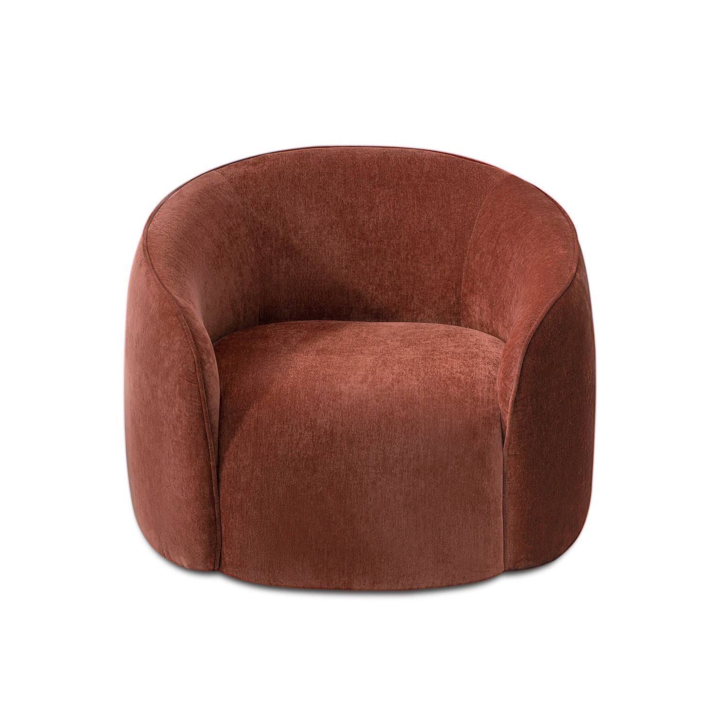 Wrap-around shaped chair finished in rust orange